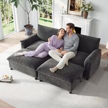 Modular Sofa Black Made Of Chenille For Living Room - Black 4 Seat - View 6