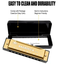10-Hole C Key Harmonica 20 Tones, Diatonic Blues Mouth Organ With Case, Musical Gift For Beginner Student Adult Professional - Multicolor - View 7
