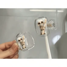 1/2件裝可愛迷你骷髏壁掛式牙刷架，自黏免打孔透明牙刷保護套，趣味搞怪萬聖節浴室裝飾，防水牙刷收納架，適用浴室淋浴間居家裝飾 - 多色 - 查看 10