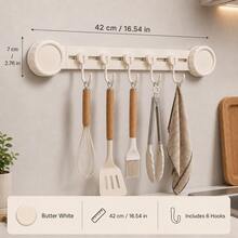 XIANG YU Suction Cup Kitchen Wall Hook Sliding Rack, No Drilling Required, Kitchen Utensil Storage Holder For Spatulas And Spoons - A - View 11