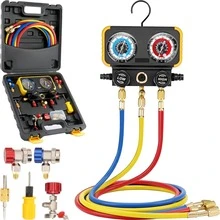 19pcs Juego Manometros Refrigeracion Manifold R410a R32 R134a R22 De 3 Válvulas Con Mangueras, Acopladores Rápidos - A - Ver 1
