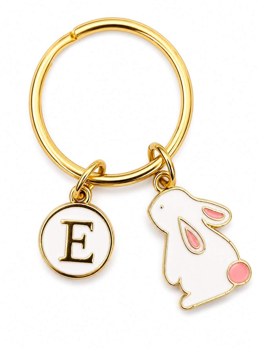 Llavero de Conejo Y2K, Regalo Personalizado para Niñas, Accesorio para Coche, Charm para Bolso - Conejo blanco - Ver 1