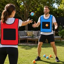 12pcs Sticky Ball Vest Game Set, Includes 10 Sticky Balls And Interactive Vests, Outdoor Throw And Catch Game, Team Building Party Activity, Portable Sports Set Gift - Multicolor - View 2