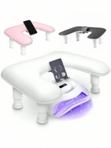 Professional U-Shaped Adjustable Nail Arm Rest, Ergonomic Manicure Hand Pillow With Detachable Soft PU Leather Cushion, Tiltable Non-Slip Wrist Support Stand For Nail Salon, Home Use, Nail Artists & Starters, Perfect Gift For Nail Technicians - Multicolor - View 2