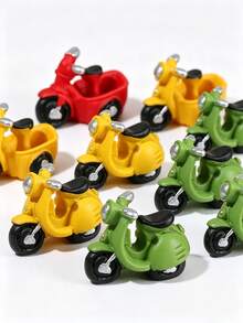 35/15/1pc Mini Red Tricycle And Motorcycle Resin Figurines, Realistic Cartoon Miniature Decor, Exquisite Home Desktop Decoration, Fairy Garden Micro Landscape Scene Arrangement Handmade Decor - A - View 2