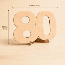 Wooden Number Decor, Birthday Party And Anniversary Props, Signable Wooden Sign, Wooden Greeting Card, Tabletop Decor, Birthday Decoration, Birthday Name And Age - Number 80 - View 2