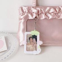 1pc Strawberry & Angel Wings Photocard Holder, Heart-Shaped Metal Keychain Transparent Photo Card Frame Sleeve, Multi-Purpose Portable Student Campus Card/Bus Card/Credit Card Protective Case, Idol Photocard Collection, Back To School - Card Sleeve - View 8