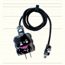 5pcs/Set Black & White Cat 20W US Fast Charger Protector Set Compatible With Apple 17 Pro Max Data Cable Sleeve Protector - Multi-color - View 8