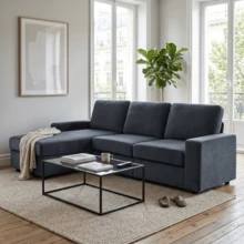 Sofa Grey Made Of Wood For Living Room - 深灰色 3 人座 - 查看 7
