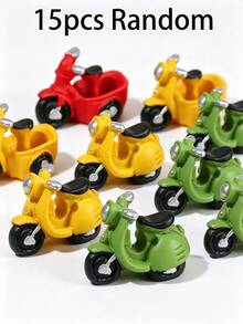 35/15/1pc Mini Red Tricycle And Motorcycle Resin Figurines, Realistic Cartoon Miniature Decor, Exquisite Home Desktop Decoration, Fairy Garden Micro Landscape Scene Arrangement Handmade Decor - A - View 8