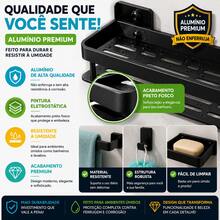 Kit Acessórios Banheiro 6 Peças em Alumínio com Porta Toalha Papel Higiênico Saboneteira e Prateleira - Preto - Visão 7
