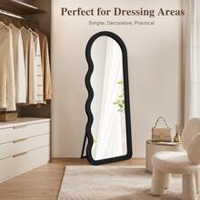 Arch Wavy‑Edge Full‑Body Mirror, 160*60cm,Random Color, Freestanding & Wall‑Mounted Dressing Mirror, Large Standing Makeup Mirror For Bedroom Living Room Home Decor - A - View 8