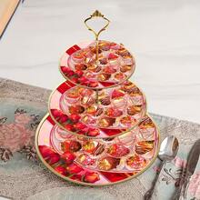 Cake Stand 1pc 3-Tier Wooden Decorative Tray, Strawberry Chocolate Pattern 2D Display Tray, Holiday Decor Storage Rack, Perfect For Weddings, Birthdays, Thanksgiving, Valentine's Day, Festive Atmosphere, Suitable For Placing And Displaying Items In Homes, Restaurants, Offices And Other Locations (Not For Direct Food Contact) - A - View 4