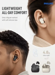 PHILIPS Earbud Bluetooth Nirkabel Sejati Semi-In-Ear Mini untuk Olahraga Lari, Musik, Panggilan, Peredam Kebisingan, Bass Dalam, Gaming, Kompatibel dengan Huawei dan Apple TAT2569 - View 5
