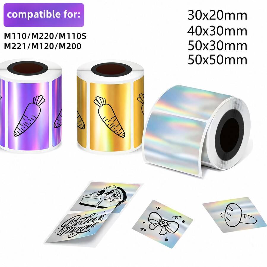Thermal Printer Stickers 2" Round Holographic Waterproof,Stunning Ocean Gradient Colors (50mm X 50mm) 140Pcs/Roll For Versatile Use Works With 2-Inch Phomemo Printers And All 4x6-Inch Large Label Printers