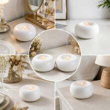 2pcs White Ceramic Candle Holders - Minimalist Creative Home Decor, Suitable For Dining Table And Desk, Perfect Decorative Choice (Candles Not Included) - Multicolor - View 6