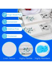 10/20 miếng khăn giấy dùng một lần cao cấp, làm từ giấy không xơ, dày với vân lanh, trang trí họa tiết lá khuynh diệp (không bao gồm dụng cụ), phù hợp cho khách sạn, nhà hàng, quán cà phê, họp mặt gia đình, tiệc sinh nhật - A - Xem 6