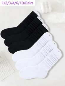 1/2/3/4/6/10 Pairs Women's Mid-Calf Socks, White, Sports Casual Socks (Without Cardboard) - Multicolor - View 9
