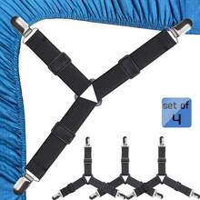 4pcs Adjustable Elastic Bed Sheet Straps, Bed Sheet Fasteners, Bed Sheet Curtain Sofa Cushion Triangular Metal Clips, Adjustable Bed Sheet Fasteners - Non-Slip, Easy To Clean Nylon Fasteners For Securing Bedding And Sofa Cushions, Black - Multicolor - View 11