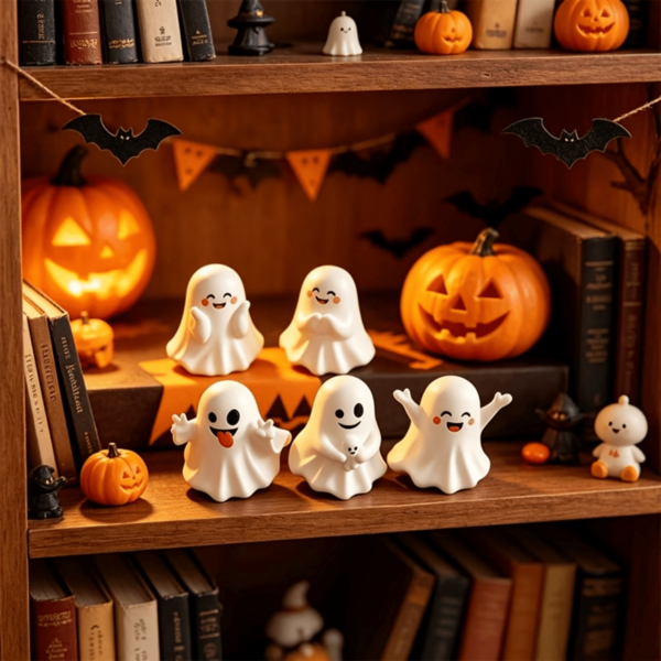 Halloween Ghost Figurine Set, Cute Mini Ghost Home Decor, Holiday Home Decoration Enhancement, Office Desk Halloween Party Decoration, Autumn Seasonal Desktop Ornament