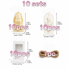 10 Sets Virgin Mary Candle Favor Gift Set, Includes Gift Box And Card, Gold Religious Baptism Party Favors, Suitable For Baby Baptism, First Communion, Church Celebration - White & Gold - View 12