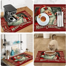 1pc Dish Drying Mat, Coffee Machine Mat, Vintage Christmas Santa Claus Pattern Dish Drying Mat, Absorbent Tabletop Protector, Suitable For Christmas Holiday Scenes, Ideal For Kitchen Counter, Dining Table Placement, Home Gift, Desktop Decor - XYLSD-910 - View 11