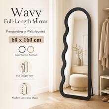 Arch Wavy‑Edge Full‑Body Mirror, 160*60cm,Random Color, Freestanding & Wall‑Mounted Dressing Mirror, Large Standing Makeup Mirror For Bedroom Living Room Home Decor - A - View 4