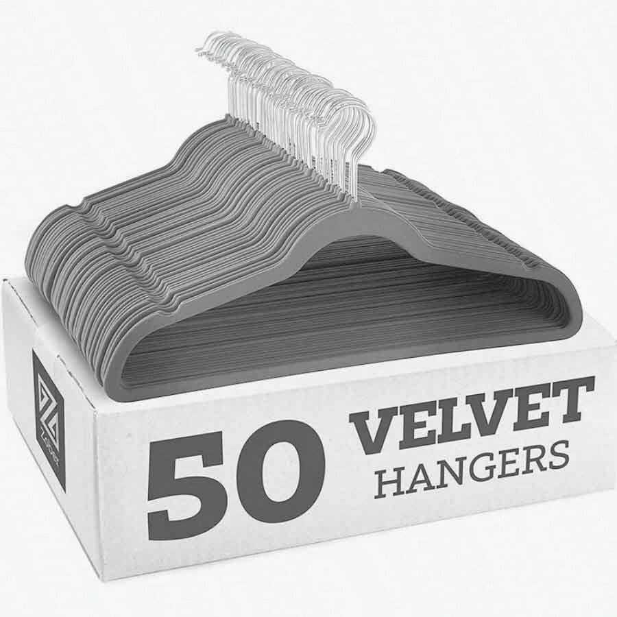 Premium Flocked Hanger, Non-Slip Thin Flocked Felt Hanger, Sturdy Heavy-Duty Coat & Suit Hanger, Closet Storage Organizer 1pc - Grey - View 1