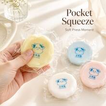 1pc-Squishy,Soft Handmade Ball Of Calf Milk Pudding, Silicone, Round & Squishy Realistic Food Toy, Featuring Gentle Colored Calf Print Design, Portable Desktop Handheld Accessory-Sleep Aid - Birthday - Holiday Gift - Emotional Healing Toy - Multicolor - View 3