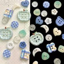 11/19/26/31/39/48/51/63/78/86/94/107/126Pcs Pink Blue Button Set - Random Pattern Colors Soft Blue, Heart, Floral, Sphere Shaped Light Blue/Sky Blue/White - Suitable For Sewing, Knitting, Handmade DIY - Durable Plastic Fabric Fasteners - Essential For Beginners And Professionals, Decorative Buttons, Textured Surface (Random Styles) - Multicolor - View 9