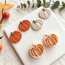 Autumn Halloween Series Pumpkin Clay Cutter, Ghost, Magic Frog, Maple Leaf Shaped Polymer Clay Cutting Mold, Suitable For Autumn Halloween Handmade Earrings - Apricot - View 5