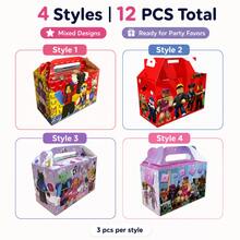 Roblox 12入 12.4x6.4x8.45cm 紙製禮物盒，4款卡通便攜手提盒，適合兒童、女孩、男孩，生日派對、婚禮、聖誕節、糖果零食、派對小禮物、房間裝飾、居家裝飾 - Roblo 男孩 組合套裝 紙盒 - 查看 7