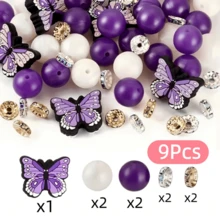 9/15/21/30/45/52Pcs Butterfly Theme Silicone Spacer Beads, Used For Making Jewelry, Perfect For Creating Unique Bracelets And Decorative Pens, Ideal Gift For Valentine's Day - Multicolor - View 20