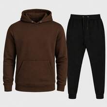 CONJUNTO LISO DE BLUSA E CALÇA DE MOLETOM CANGURU COM BOLSO E CAPUZ BLUSA  ESTILO STREETWEAR CASUAL MODA INVERNO AGSALHO PREMIUM CONFORTAVEL - Preto - Visão 10