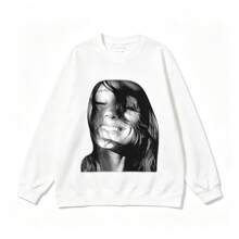 American Retro High Street Concert Digital Print Breathable Pure Cotton Long And Short Sleeve Sweatshirt - 白色 - 查看 7