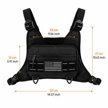 Men's Tactical Chest Bag, Black Adjustable Shoulder Strap Multi-Pocket Chest Bag, Suitable For Running And Outdoor Use - Multicolor - View 6