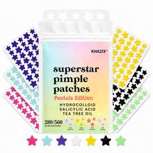 280/560 Pcs Optional KHAZIX Colorful Star Hydrocolloid Skin Shield Patches, 7Vibrant Colors Gentle Non-Irritating Skin Isolation Stickers, Makeup Friendly Day & Night Use External Dirt Blocking Patches - Star - View 1