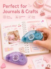 1 buah Pita Perekat Dua Sisi 4 Warna, Pita Perekat Portabel 8m untuk Jurnal dan Scrapbooking - Berbagai gaya - View 7