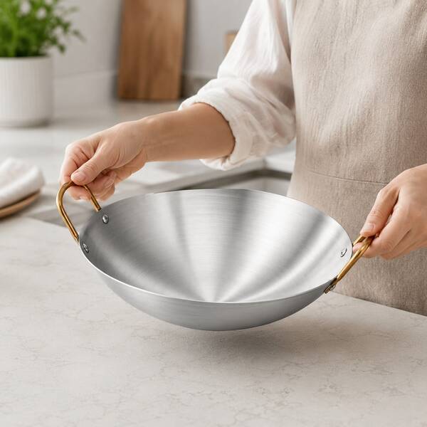 1pc Stainless Steel Stir-Fry Pan & Frying Pan, Professional Home Kitchen Cookware, Non-Stick Surface, Easy To Clean, Suitable For Stir-Frying And Boiling, Ergonomic Handle Design, Cookware, Cooking Pot