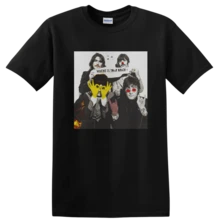 Camiseta psicodélica con arte retro de una banda, manos amarillas, camiseta divertida, vibraciones felices - Negro - Ver 1