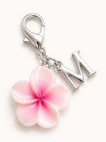 1pc Simulation Bauhinia, Plumeria And Cherry Blossom Keychain Pendant, 26 English Letters Representing Initials A-Z. Gradient Five-Petal Flower Key Ring Cute Accessory Suitable For Bag Zipper Pendant, Car Keychain Decoration - Multicolor - View 1