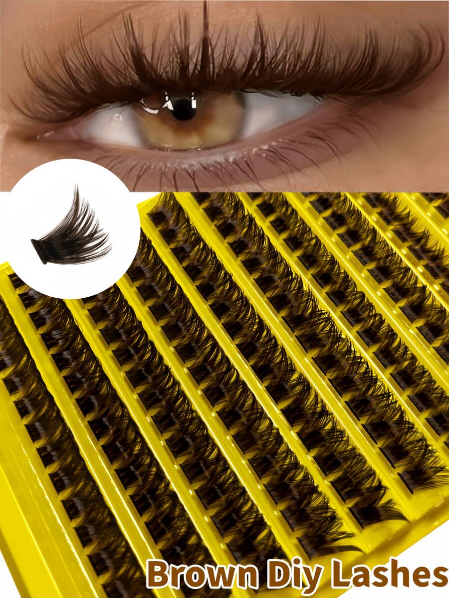 150pcs Brown Clustered Single Fake Eyelashes, Soft Natural DIY Eyelashes D Curl (9-16mm), Can Create Natural Or Voluminous Look, Reusable, Suitable For Daily Wear, Wedding, Date, Party, Festival, Spring And Travel - D - View 1