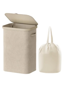 Cesta de lavandería de bambú de 60L/90L/100L/110L con ruedas y tapa - Incluye forro de malla extraíble, cesta de ropa sucia plegable con asas y tapa, cesto de lavandería de gran capacidad, cesta de lavandería plegable de tela - Multicolor - Ver 24