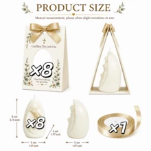 8 Sets Holy Family Candle Favors With Cards And Gold Ribbons, Religious Baptism, Christening, First Communion Party Favors, Baby Baptism, Church Ceremony Guest Gifts - White - View 10