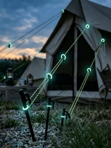 15/30pcs Glowing Tent Stake Rings, Rubber Camping Stake With Glowing Ring Functional Tent Accessories, Easy To Install And High Visibility, Rubber Material, Outdoor Camping Essentials, Night Camping Tent Stake Safety Marker Rings, Camping Accessories - Mint Blue - View 5