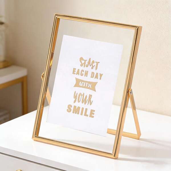 1PC Ins-Style Golden Transparent Floating Glass Iron And Metal Rotating Photo Frames In Sizes Of 3.5x5, 4x6, 5x7,6x8 Inch, Ideal For Portrait Photos, Great As Festival Gifts Or Photo Memorials (Bring Random Photo Paper)