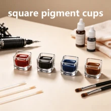 Square Clear Acrylic Tattoo Ink Cups Reusable Pigment Container Stable Placement Smooth Easy Clean Crystal Visible Ink Cup For Tattoo Artists Microblading Permanent Makeup Tattoo Studio Supplies Accessories - View 10