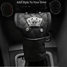 All-Season Luxury Crown Rhinestone PU Leather Car Interior Set, Car Seat Belt Shoulder Cover, Gear Shift Cover, Handbrake Cover, Door Handle Cover, Universal Black Car Decor Gift - PU Leather - View 2