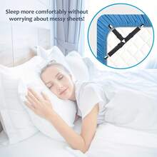 4pcs Adjustable Elastic Bed Sheet Straps, Bed Sheet Fasteners, Bed Sheet Curtain Sofa Cushion Triangular Metal Clips, Adjustable Bed Sheet Fasteners - Non-Slip, Easy To Clean Nylon Fasteners For Securing Bedding And Sofa Cushions, Black - Multicolor - View 8