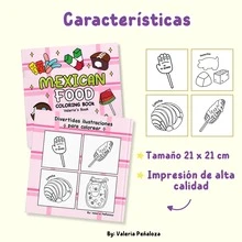 1 pieza libro + sticker para colorear de comida mexicana para adultos y niños con diseños lindos y creativos, ideal para relajación y alivio del estrés. - Una pieza - Ver 3